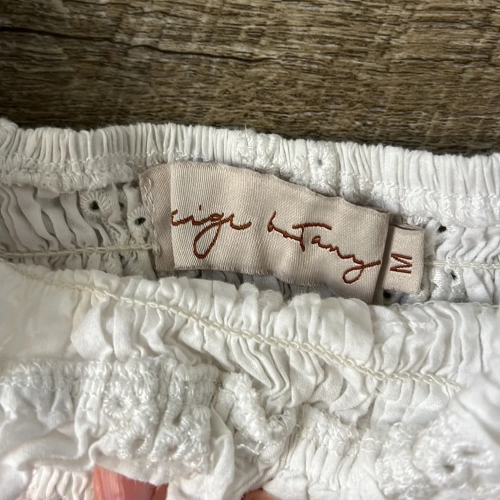 Beige Botany White Boho Crop Top Size Medium